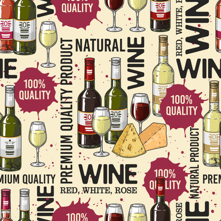 Wine card seamless pattern colorfulのイラスト素材