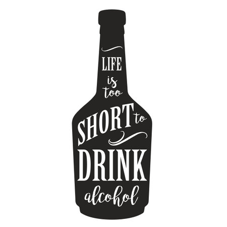 Alcohol bottle silhouette monochrome stickerのイラスト素材