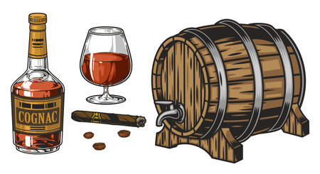 Alcoholic drink cognac poster colorfulのイラスト素材
