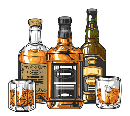 Whiskey drink detailed sticker colorfulのイラスト素材