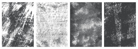 Grunge textures set sticker monochromeのイラスト素材