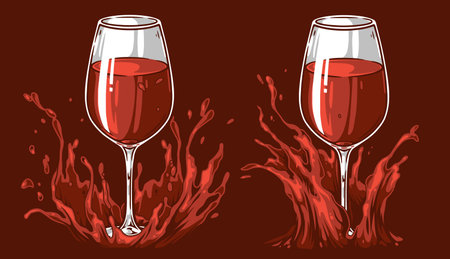 Red wine colorful set stickerのイラスト素材