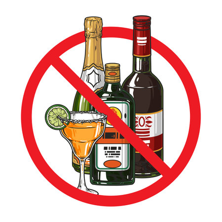 Prohibition drinking alcohol colorful stickerのイラスト素材