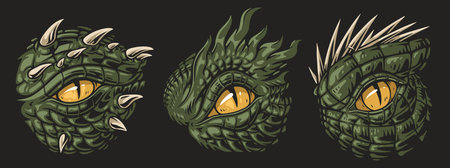 Dagon eyes set labels colorfulのイラスト素材