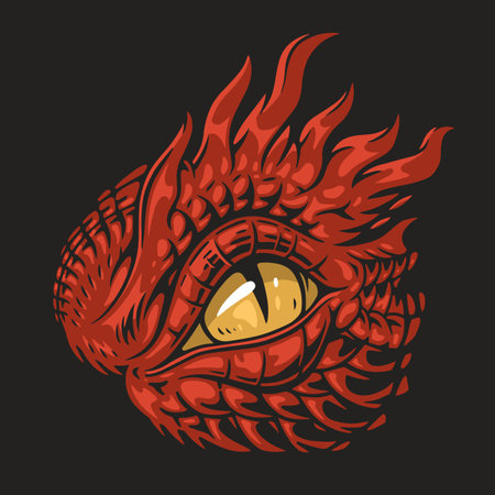 Red dragon eye colorful stickerのイラスト素材