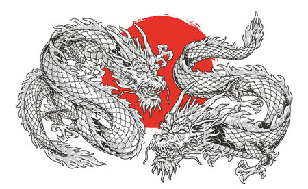 Dragons from Japan sticker colorfulのイラスト素材