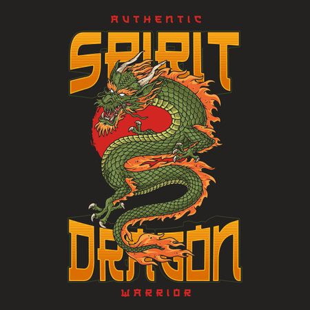 Spirit dragon colorful vintage posterのイラスト素材