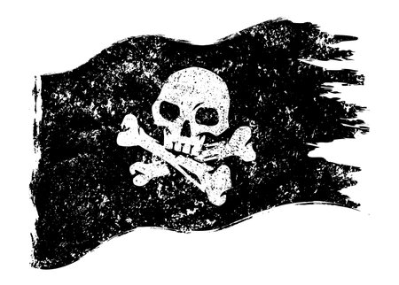 Pirate flag monochrome vintage emblemのイラスト素材