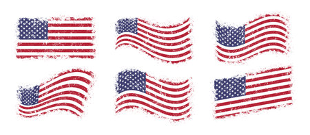 USA flags set elements colorfulのイラスト素材
