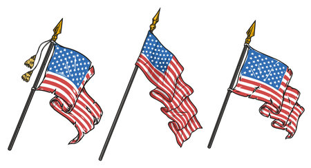 Flags US colorful set stickerのイラスト素材