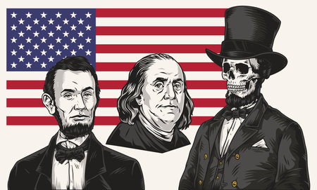 American politicians colorful set labelのイラスト素材