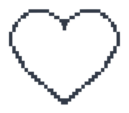 Pixel heart vintage label monochromeのイラスト素材