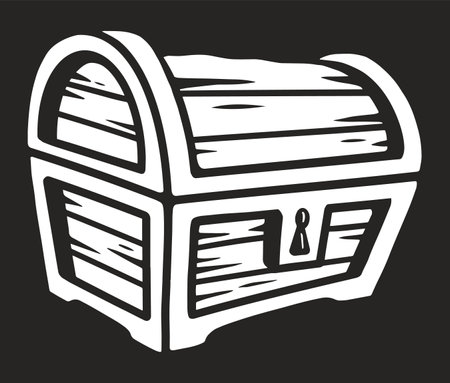Treasure chest vintage label monochromeのイラスト素材