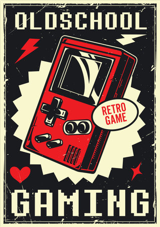 Oldschool gaming colorful vintage stickerのイラスト素材