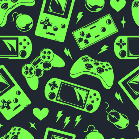 Video game green pattern seamlessのイラスト素材