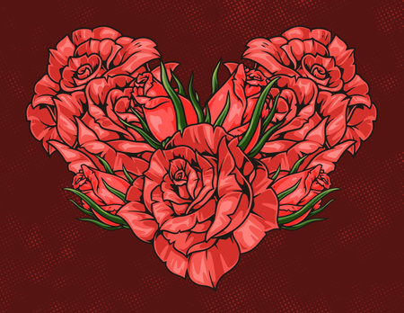 Heart of flowers red elementのイラスト素材