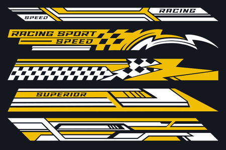 Racing sport colorful set labelsのイラスト素材