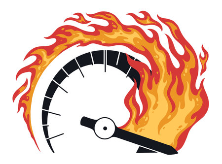Burning speedometer vintage label colorfulのイラスト素材