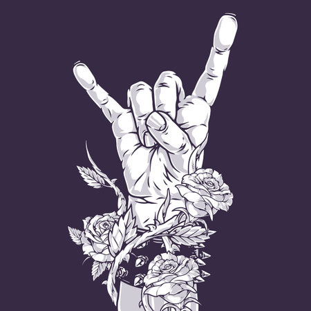 Rock and roll gesture monochromeのイラスト素材