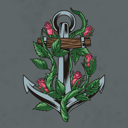 Ship anchor vintage element colorful