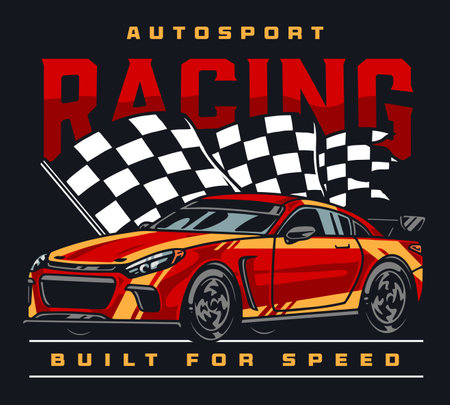 Racing bullite colorful vintage posterのイラスト素材