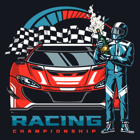 Racing championship vintage flyer colorfulのイラスト素材