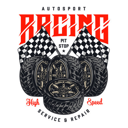 Autosport racing vintage flyer colorfulのイラスト素材