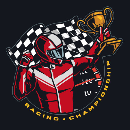 Racing championship colorful vintage posterのイラスト素材