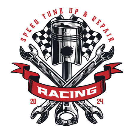 Car racing colorful vintage flyerのイラスト素材