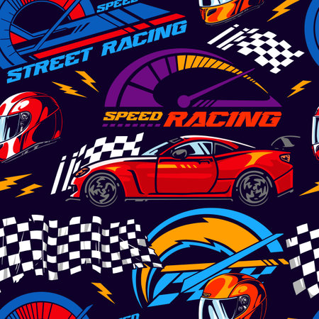 Street racing seamless pattern colorfulのイラスト素材