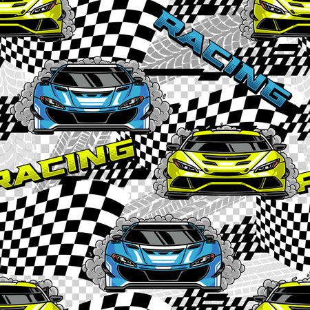 Racing motorsport colorful pattern seamlessのイラスト素材
