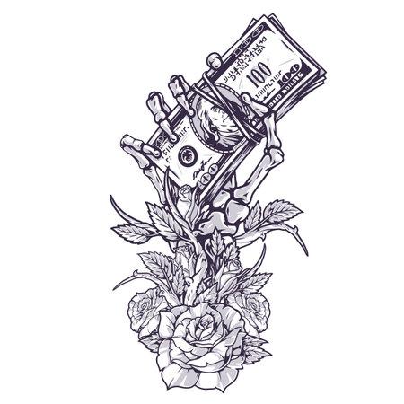 Dirty money monochrome vintage labelのイラスト素材