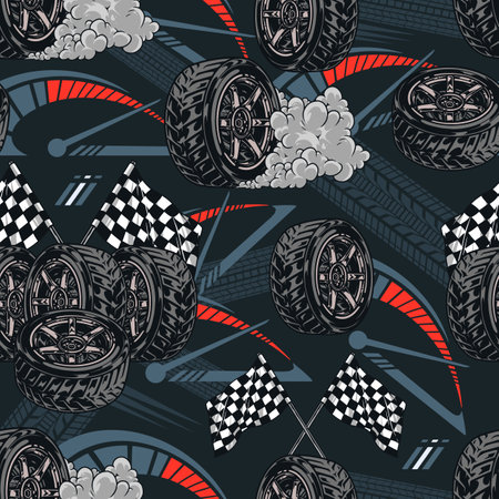 Car motorsport pattern seamless colorfulのイラスト素材