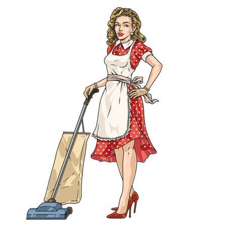 Girl maid pin-up label colorfulのイラスト素材