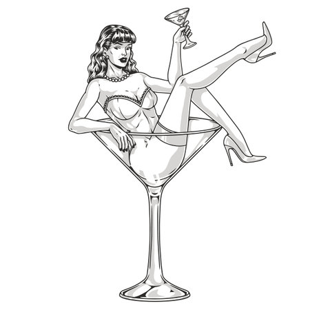 Girl dancer pin-up element monochromeのイラスト素材