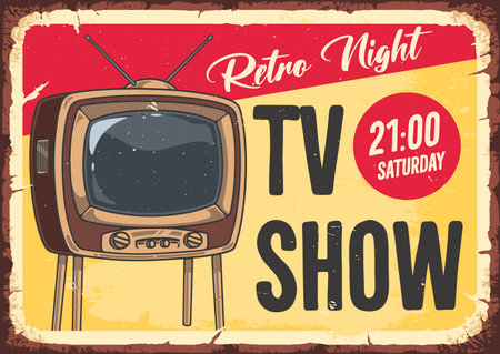 TV show vintage sticker redのイラスト素材