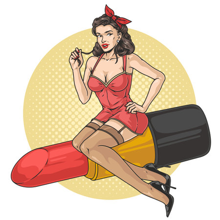 Woman with lipstick colorful posterのイラスト素材