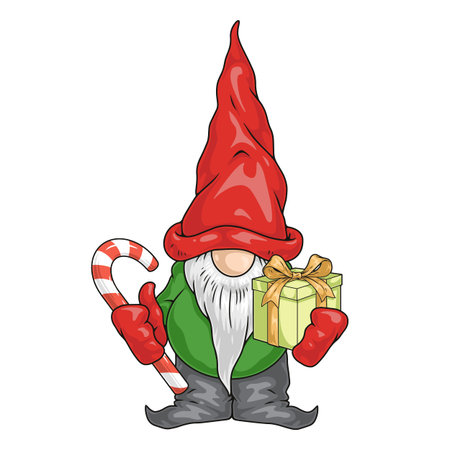 Christmas gnome colorful vintage emblemのイラスト素材
