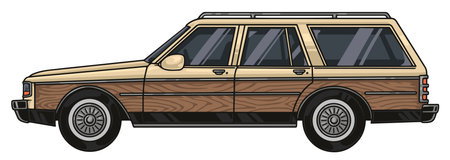 Car SUV colorful vintage labelのイラスト素材