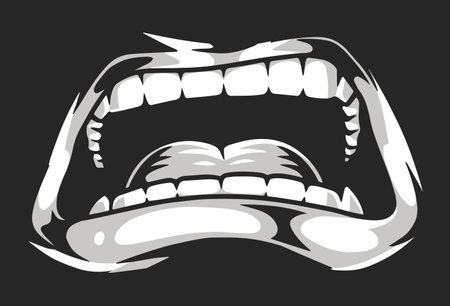 A bold graphic of an open mouth expressing emotionのイラスト素材