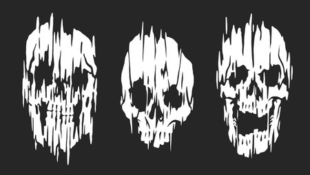 Distorted abstract skulls on blackのイラスト素材