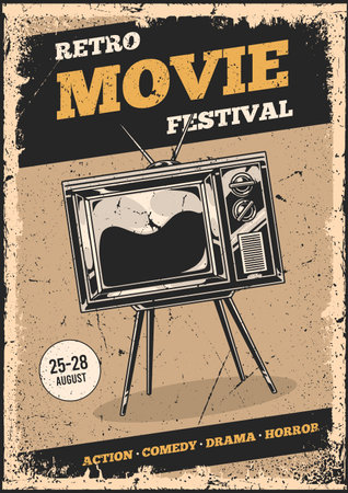 Vintage TV at retro movie festのイラスト素材