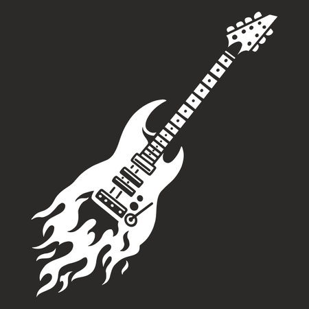 Electric guitar with flame design in white colorのイラスト素材