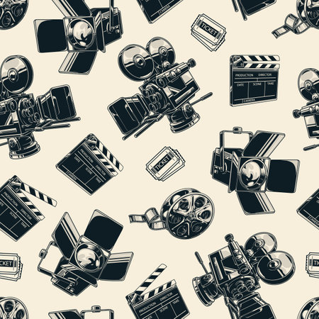Film equipment pattern on light backgroundのイラスト素材
