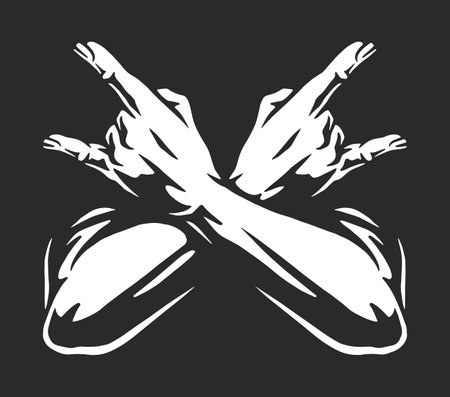 rock and roll hand gesture art on a dark backgroundのイラスト素材