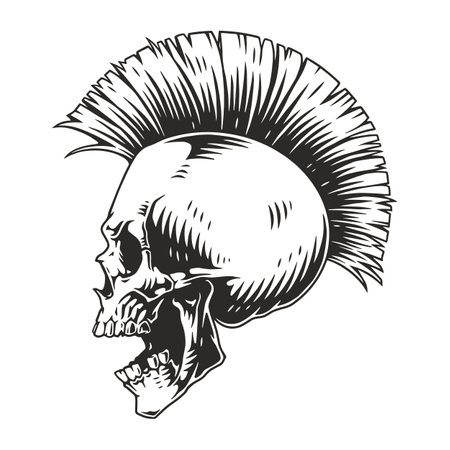 Punk-style skull illustrationのイラスト素材