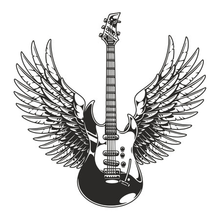 Electric guitar with angel wings design conceptのイラスト素材