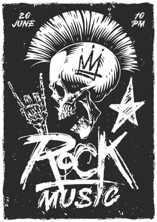 Rock music event poster featuring skull designのイラスト素材