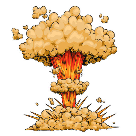Mushroom cloud rising from an explosion in desertのイラスト素材