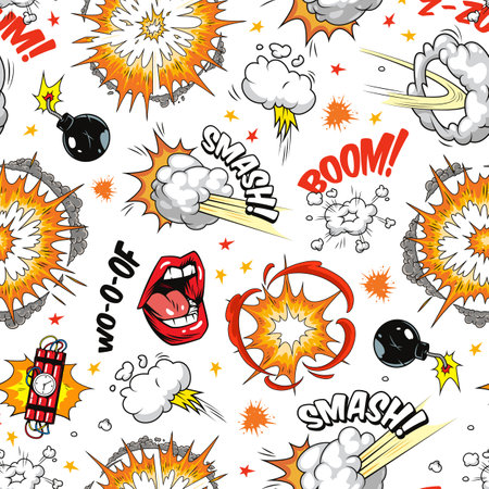 Comic-style explosion pattern for projectsのイラスト素材